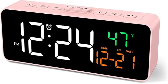 3-in-1 Digital Clocks for Living Room, Small & Compact Alarm Clock | Temperature by Netzu
