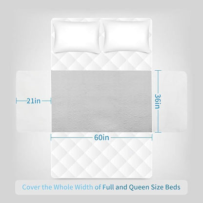 Reusable Bed Pad (XL 36×60 Inch) - Waterproof, Washable and Nonslip Incontinence Underpads with Tuck-Ins for Adults and Pets (Full, Queen)