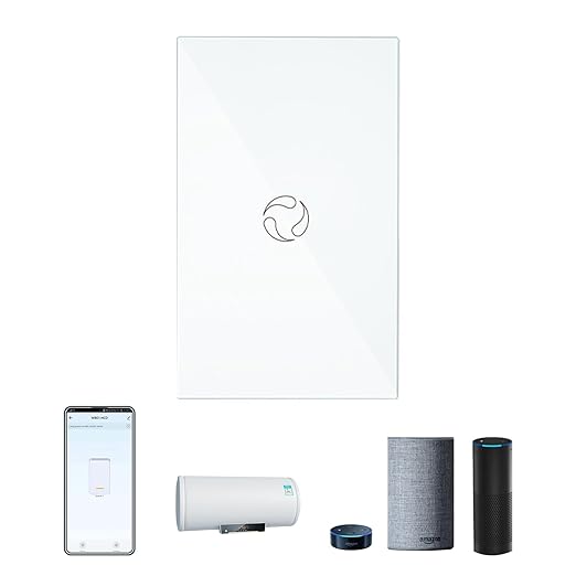 MOES Smart Water Heater Switch, 20A Water Heater Touch Switch Suitable for Bedroom, Work with Alexa, Google Assistant, 2.4GHz WiFi Glass Switch with Smart Life APP Control and Timing Function, White