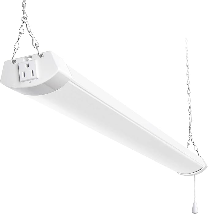 hykolity 4FT 70W LED Shop Light Linkable, 8000lm(300w Equivalent), 5000K Utility Shop Lights for Garages, Workshops, Basements, Hanging or FlushMount, with Power Cord and Pull Chain, ETL, White,1 Pack