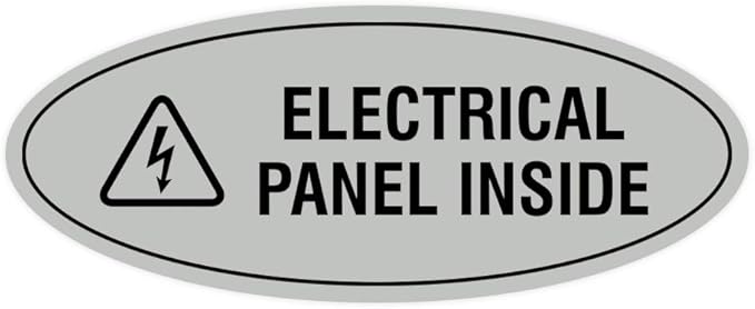 Signs ByLITA Oval Electrical Panel Inside Sign (Lt Gray) - Large 2 Pack
