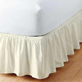 Ivory Solid Ruffled Bed Skirt Queen-XL-8" Inch Drop Split Corner, Microfiber Bedskirt with Platform Three Sided Coverage