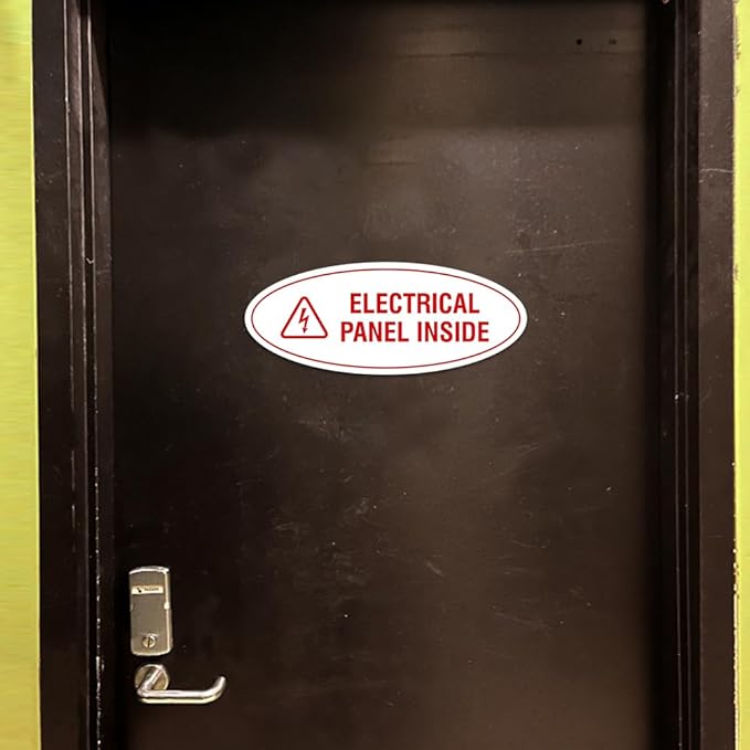 Signs ByLITA Oval Electrical Panel Inside Sign (Brushed Gold) - Small