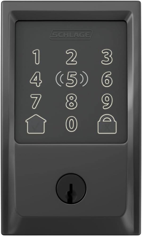 Schlage Encode Plus Smart Wi-Fi Lock for Front Door, Keyless Entry Deadbolt, Unlock with Apple Watch, Built-in WiFi and App Control, Easy Install, Alexa & Apple HomeKit Compatible, Matte Black