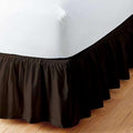 Chocolate Solid Ruffled Bed Skirt King-26 Inch Drop Split Corner, Microfiber Bedskirt with Platform Three Sided Coverage