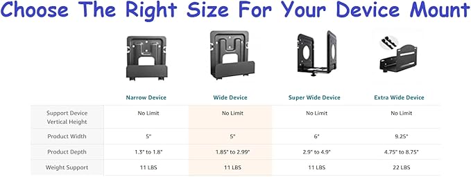 Mount Plus MP-06-02 2 Pack Cable Box Mount and Modem Mount for Wide Range of Media Players, Cable Boxes, Modems, DVD Players, Game Console (2 Pack Wide)