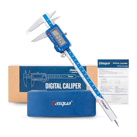 Dasqua 8”/200mm Digital Caliper, Stainless Steel Precision Measuring Tool with Advanced Dual Chip, Large LCD, Resolution 0.0005”/0.01mm, Accuracy ±0.001”/0.02mm
