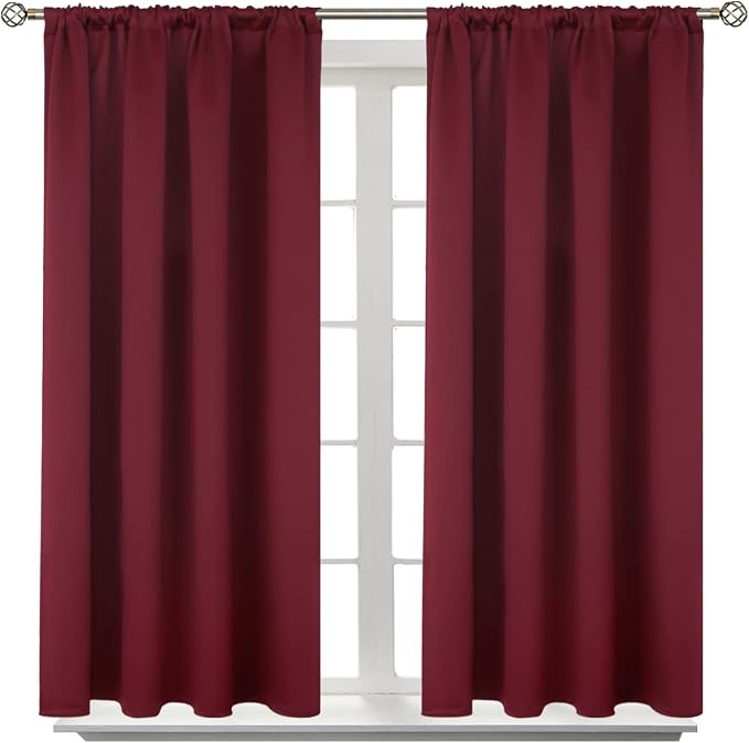 BGment Short Burgundy Blackout Curtains 45 Inch Length by BGment