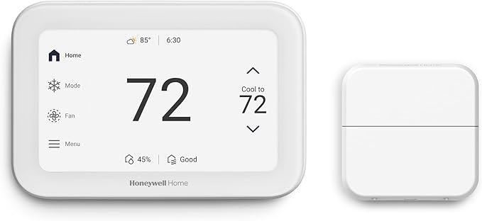 Honeywell Home X8S Smart Thermostat with Room Sensor, Video Doorbell Compatibility, IAQ Control, and Customizable Touchscreen Display, White