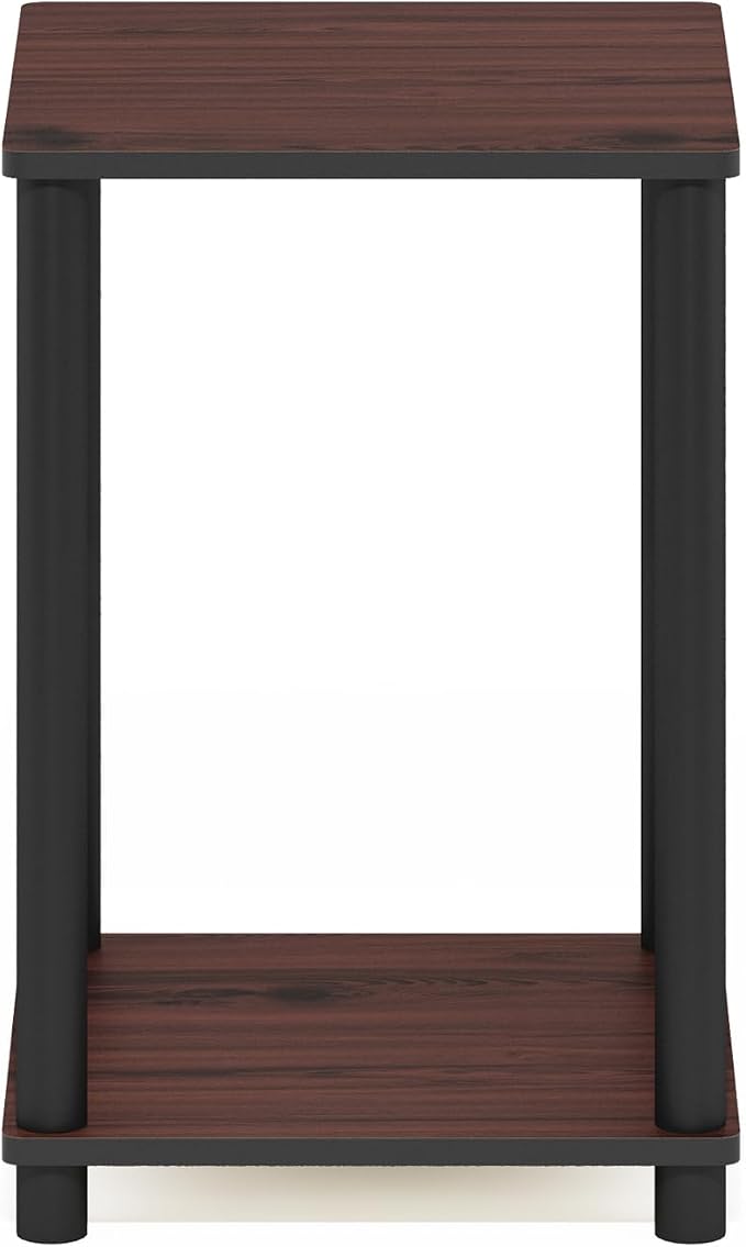 Furinno Turn-N-Tube Toolless Assembly Side Table, 2-Tier Brown End Table - Image 6