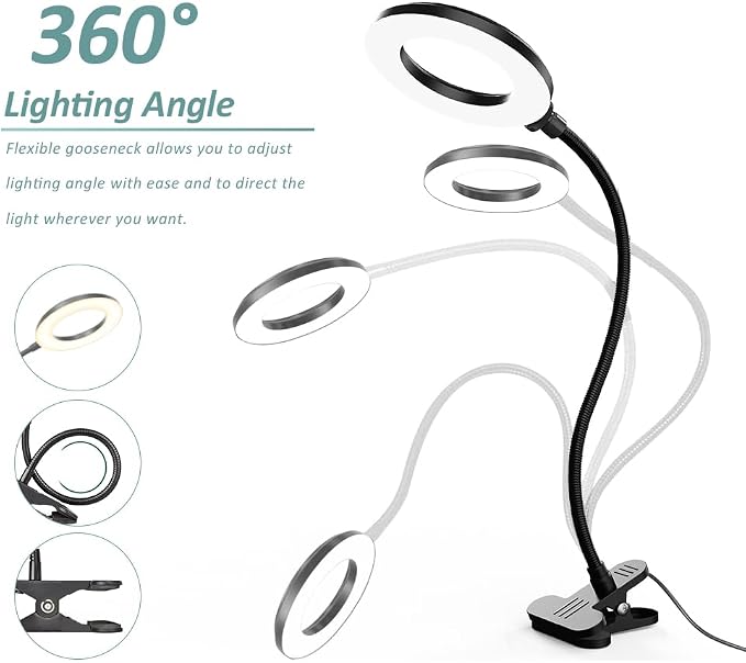 LED Desk Lamp with Clamp, 3 Color Modes, 10 Brightness | Eye-Caring Reading - Image 3