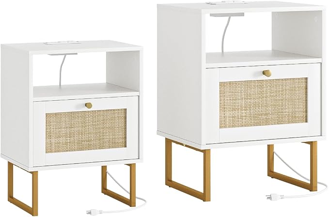 Masupu Extra Large Rattan Nightstand, Boho Night Stand Modern Farmhouse Wood - Image 4
