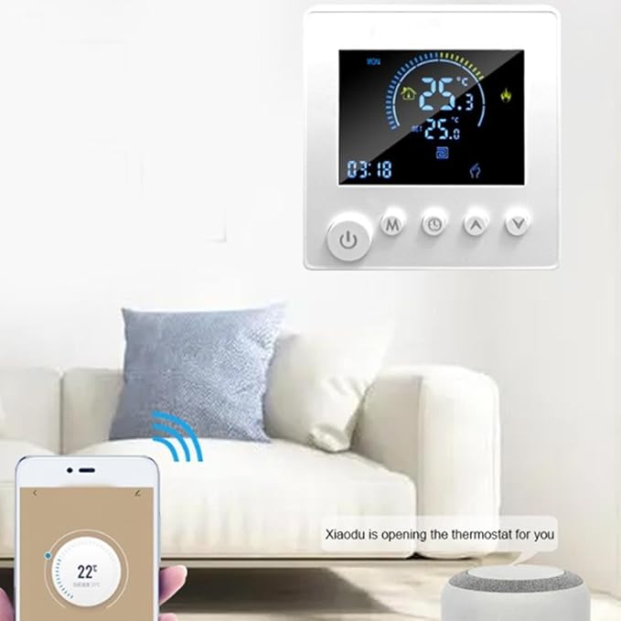 Sumsoctober Smart WiFi Floor Heating Thermostat for Tuya Programmable Energy Saving Controller with Child Lock and Weather Updates(16A)