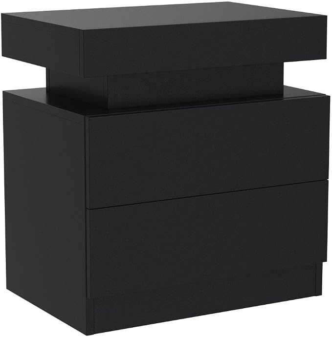 Black Modern LED Nightstand Set of 2 - Image 5