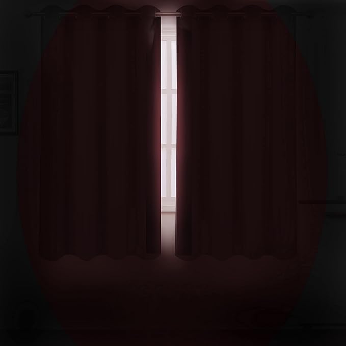 Burgundy Red Blackout Curtains 52 x 63 Inch Length/Set of 2 Curtain - Image 3