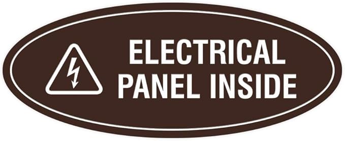 Signs ByLITA Oval Electrical Panel Inside Sign (Dark Brown) - Large