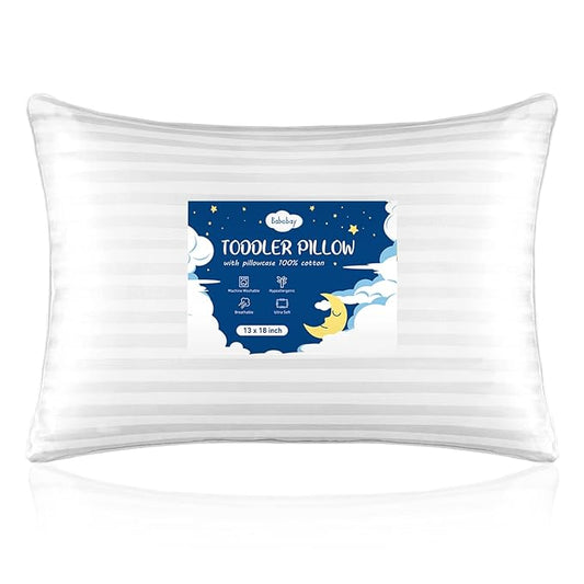 Toddler Pillow,13 x 18 Toddler Pillows for Sleeping,Machine Washable Kids Pillow, Perfect for Travel,Toddlers Cot(Not Included Pillowcase)