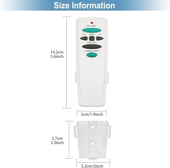 Hampton Bay Ceiling Fan Remote UC7078T with Up and Down Light Replacement UC7078T CHQ7078T Fan-HD HD5 HD6 L3H2010FANHD L3H2014FANHD (Remote Only)