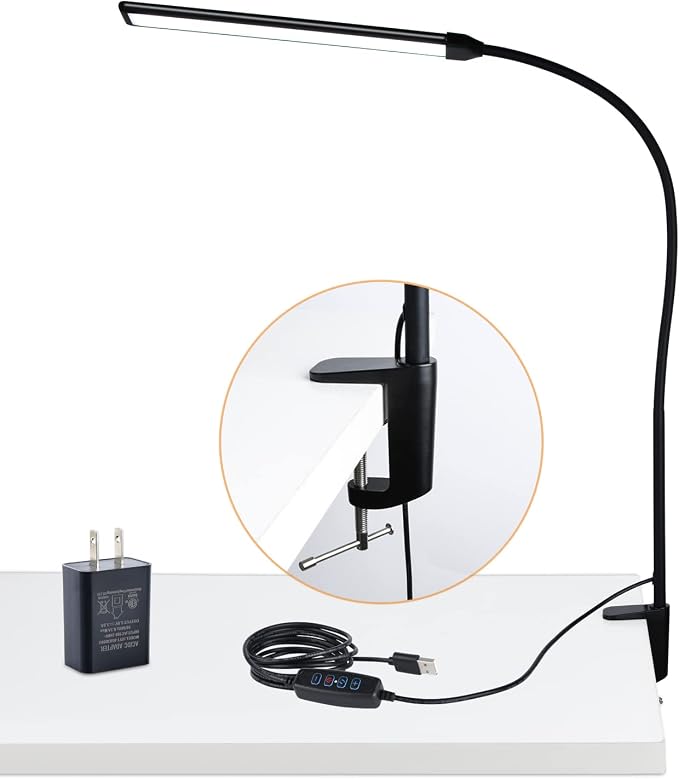 LED Desk Lamp with Clamp, Clamp Light, Tall Desk Lamp with Long Gooseneck by Unknown