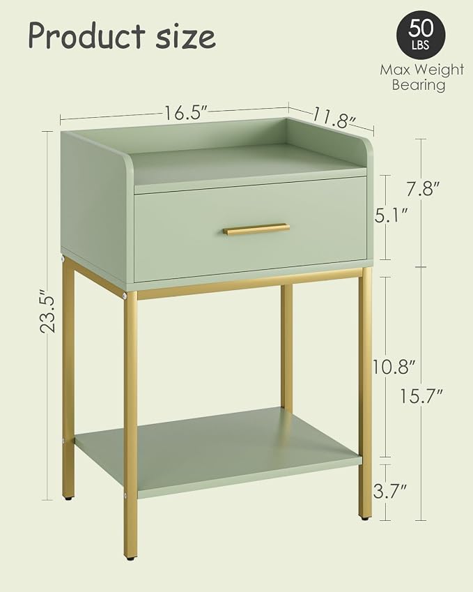 Nightstand, Modern Bedside Table Night Stand - Image 2