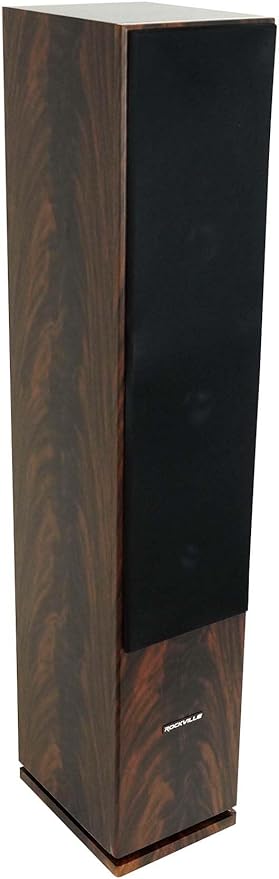 Rockville RockTower 68D 400W Passive Tower Speaker 8 Ohm, Deep Bass, High-Fidelity Sound, Sleek Dark Wood Design, for Home Audio Enthusiasts