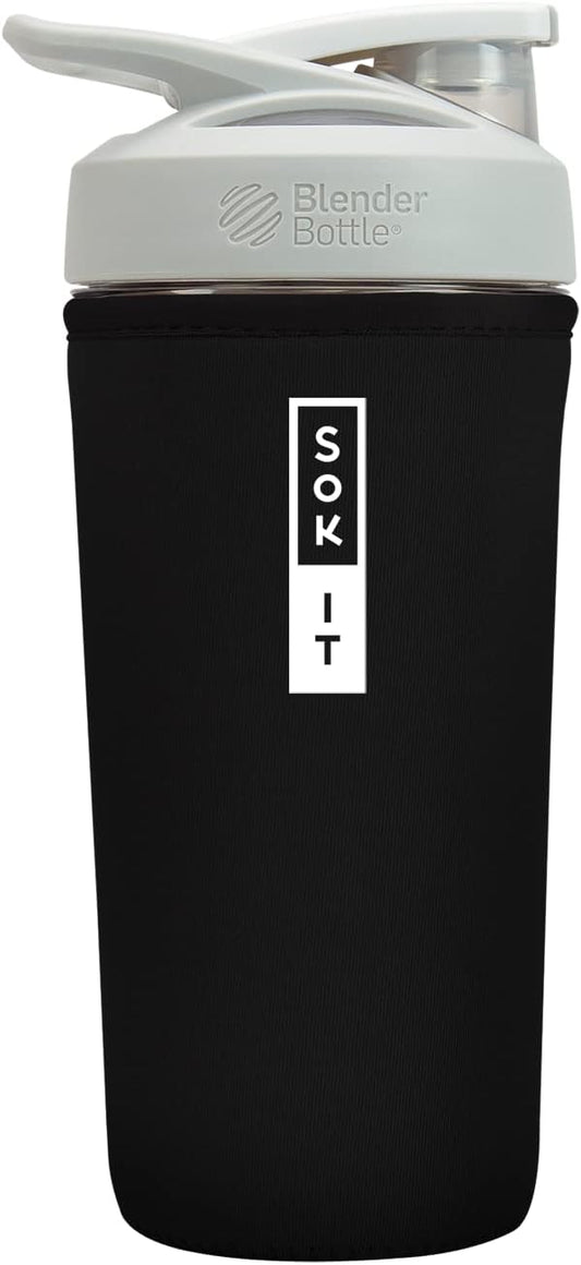 Sok It BotlSok Protein Blender Shaker Bottle Sleeve Insulated Neoprene Cover (Black, Fits 28oz Blender)
