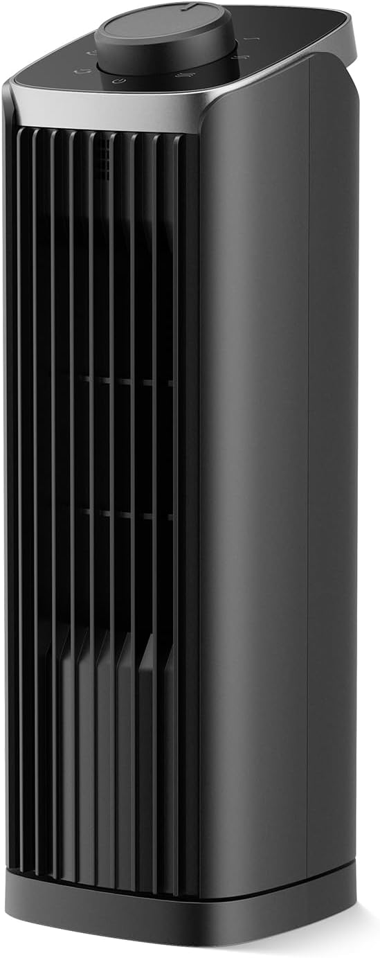 PNTCK Fan for Bedroom, 13" Tower Fan, 3 Speeds Max 23ft/s, 70° Oscillating Desk Fan, Bladeless Standing Fan, Portable Fans, 2025 New Cooling Fans for Office, Home