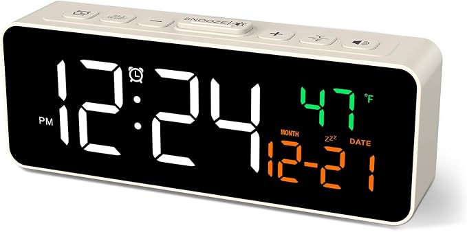 3-in-1 Digital Clocks for Living Room, Small & Compact Alarm Clock | Temperature by Netzu