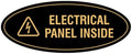 Signs ByLITA Oval Electrical Panel Inside Sign (Black/Gold) - Small 2 Pack