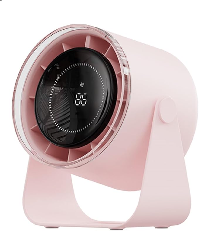 DURBESTER Small Desk Fan, 28dB Ultra-Quiet Desktop Air Circulator with 115° Adjustable Tilt, 100 Speeds, Rechargeable Battery, USB-Powered, Portable for Bedroom, Office, Kitchen, Travel - (Pink)
