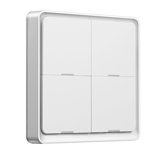 House Automation Scene Controller with 4 Programmable Button ABS Switches Wall Mounted Compact Remote for Devices