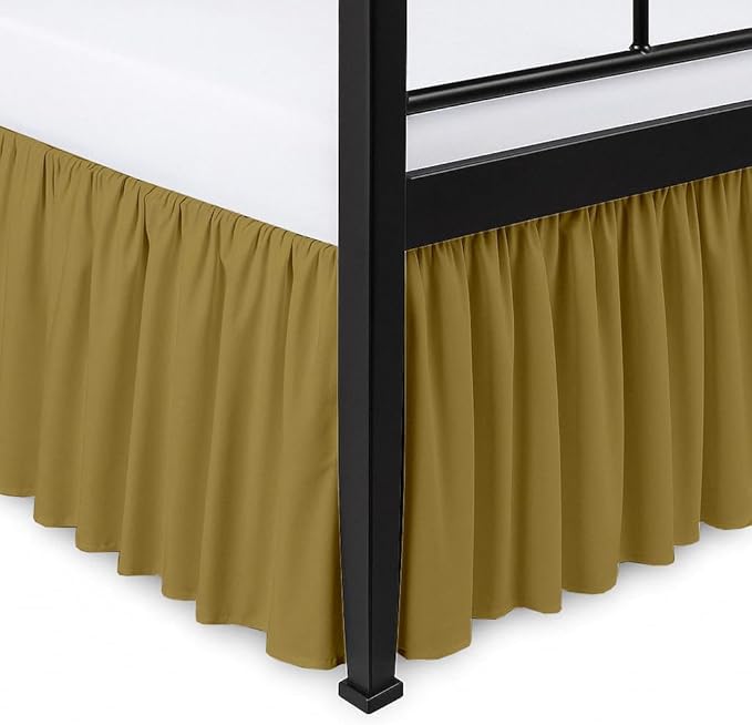 Ruffled Bed Skirt Split Corners with Platform, Tailored Fit Hotel Quality Wrinkle Free Ultra-Soft Microfiber Dust Ruffle, Upto 28 Inch Drop, King, Taupe