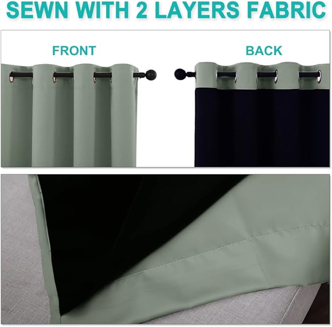 NICETOWN 100% Blackout Curtains 57 inches Long, Double-Deck Completely Blackout - Image 5