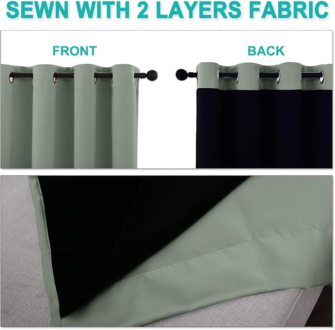 NICETOWN Full Shading Curtains for Windows, Super Heavy-Duty Black Lined - Image 5