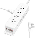 45W USB-C Fast Charging Under Desk Power Strip,12 Outlet Mountable Power Strip with 4 USB,1200J Surge Protection,10FT Flat Extension Cord