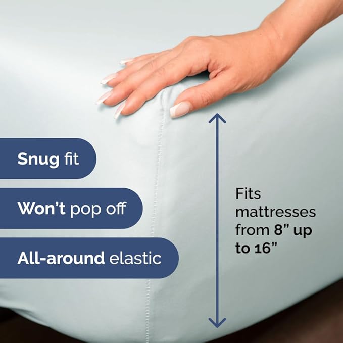 Full XL Bed Sheet Set - 4 Piece Extra Long Extended Full XL Sheets - Soft, Breathable & Cooling - Fits 8” to 16" Mattress w/ Deep Pockets - 54" x 80" - Easy-Fit, Wrinkle & Fade Resistant - Ice Blue