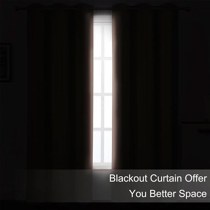Blackout Curtains 66 x 72 Inch Long Blush Curtains Set of 2 Panels Room - Image 3