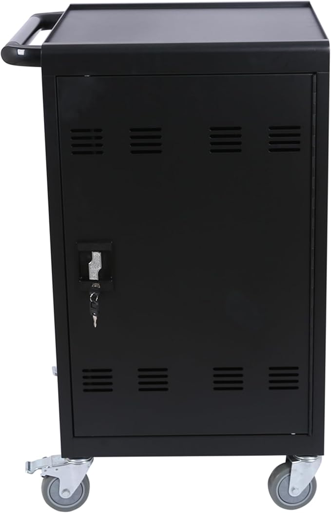 Aokleo 32 Devices Laptop Charging Cart, Tablet Storage Carts for Pad Up to 16.3" Screen Size, Classroom Computer Mobile Charging Station for Pads,Chromebooks,Laptops,Security Storage (Black)
