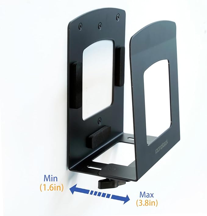 Monzlteck Adjustable Electronic Device Wall Mount|Universal Holder for Small Computers, Gaming Consoles（Xbox 360，Xbox One, PS4），Mini PC，Small Form Factor Desktop Tower, UPS .Fits 1.6" to 3.8" Width