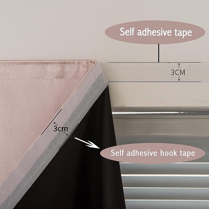 JILRON Adhesive Curtain 100% Blackout No-Drill Easy Install - Image 6