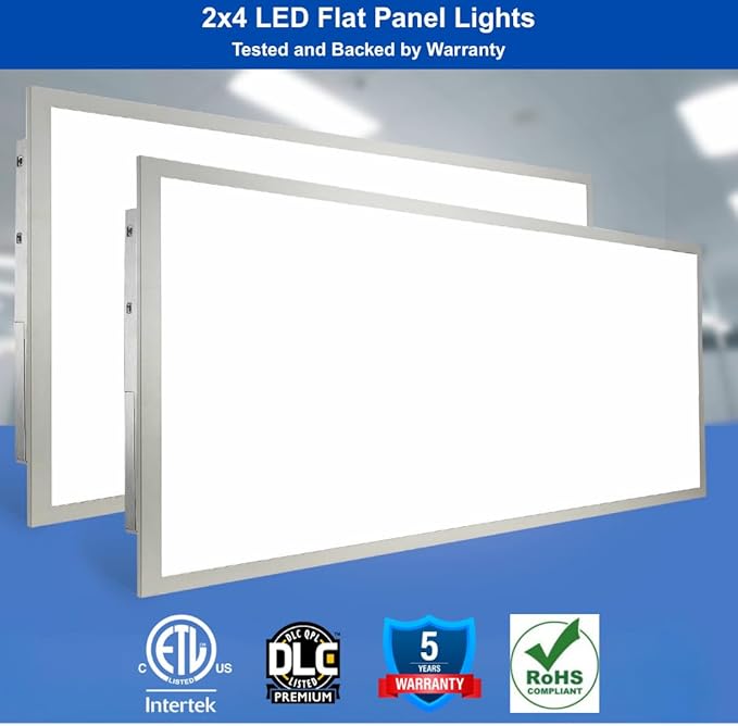 2x4 LED Flat Panel Light – LED Flat Ceiling Light & LED Panel Ceiling Fixture for Drop Ceilings, Dimmable Flicker-Free 2x4 Ceiling Light with Color & Wattage Selectable (Pack of 24)