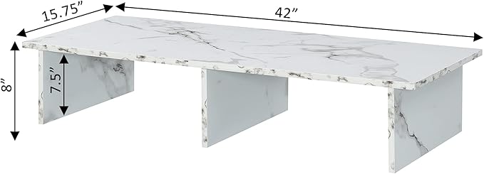 Convenience Concepts Designs2Go Wide TV Riser 42", for TVs up to 46" - Contemporary TV or Computer Riser for Living Room, Modern Office, Den, White Faux Marble