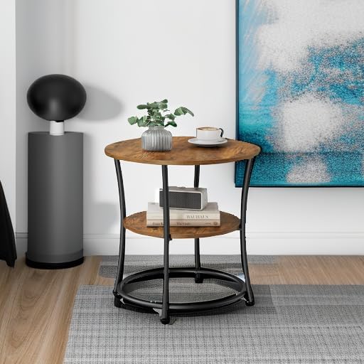 VASAGLE 21.7-Inch Round Side Table, 2-Tier End Table | Nightstand - Image 6