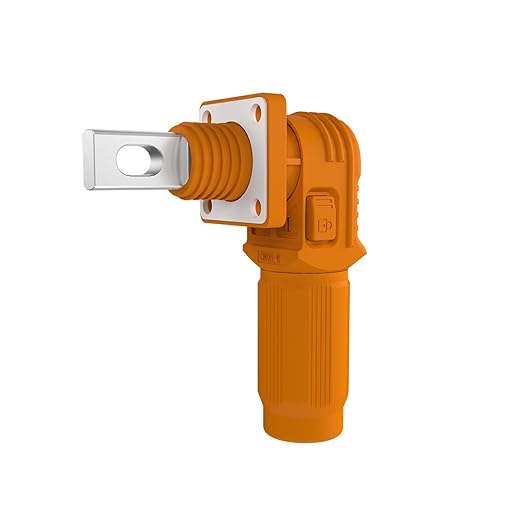 100A Battery Energy Storage Connector, 16mm² High Current Connectors IP67 Waterproof Copper Plate Wiring Power Adapter Quick Plug Terminal Right Angle Plug and Socket (1000V Black+Orange)