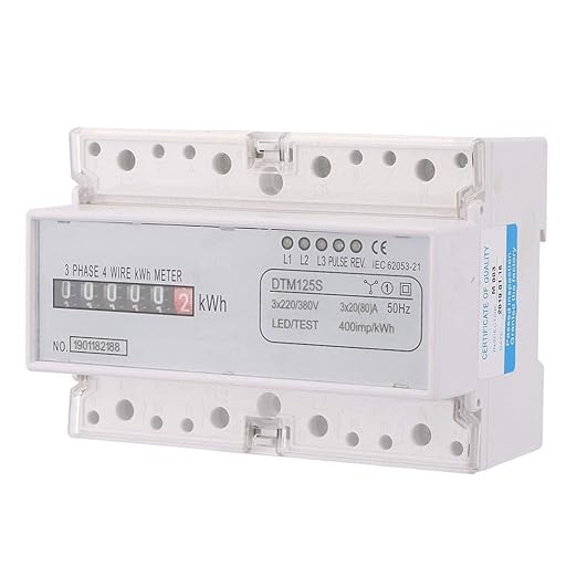 3 Phase Energy Meter Electric Power Meter, 220/380V 20-80A Kilowatt Hour KWH Meter Energy Consumption DIN Track Installation