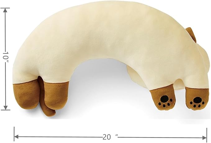 U-Shaped Cat Plush Pillow, Cute Plushies, 20" - Ultrasoft Cat Stuffed Animal, Birtday Gift (Brown)