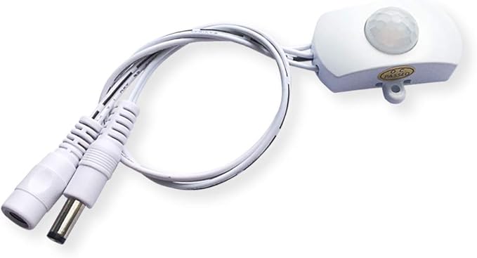 DC 6V 12V-24V 5A PIR Motion Activated Body Sensor Switch with DC Cable for LED Strip Light (Rectangle(Without Light Sensor), White)