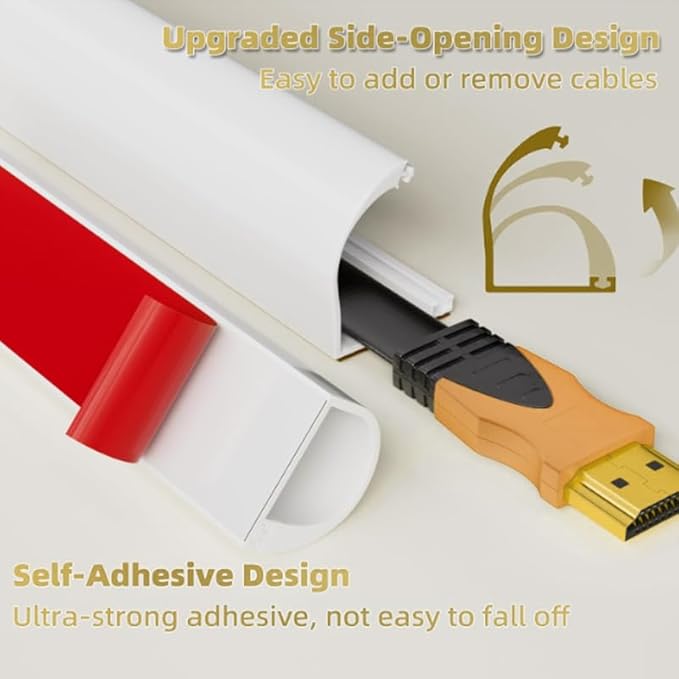 RPXRPXSide Open One Cord Cable Raceway Wire Cover for Cords, Our Cable Track is Best Suited for one Wire (Diameter <0.27"),Wire Raceway Management Cable Concealer Channel (Brown, 196in)