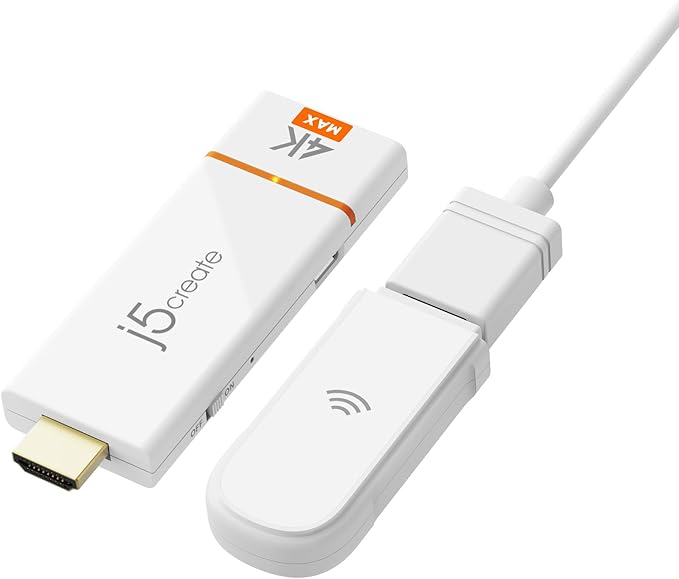 j5create ScreenCast 4K Max Wireless Display Adapter with Enhanced Antenna, Streaming Video & Audio from Mobile/Tablet/Laptop, Supports AirPlay/Miracast/Chromecast on Windows/MacOS/Android (JVAW76MAX)