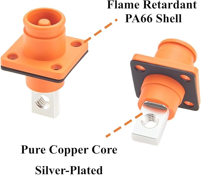 1 Set Battery Energy Storage Connector 150A 35mm² High Current HV Connectors Quick Plug Terminal Right Angle Plug and Socket IP67 Waterproof Power Adapter (Orange, 150A)